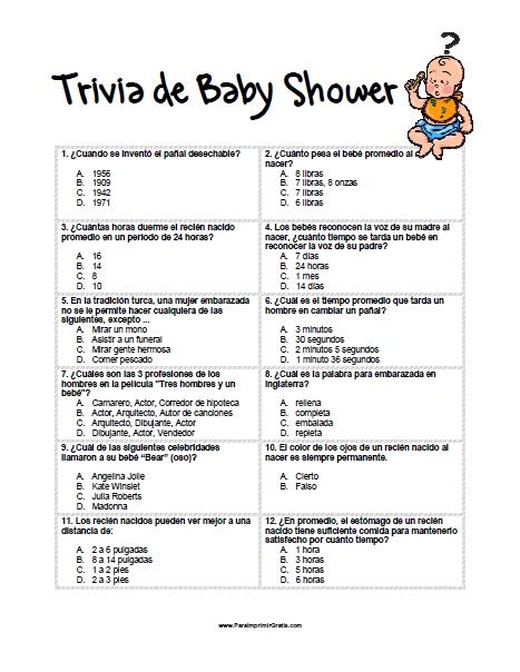 Juegos Para Baby Shower Crucigrama Con Respuestas Reecandy