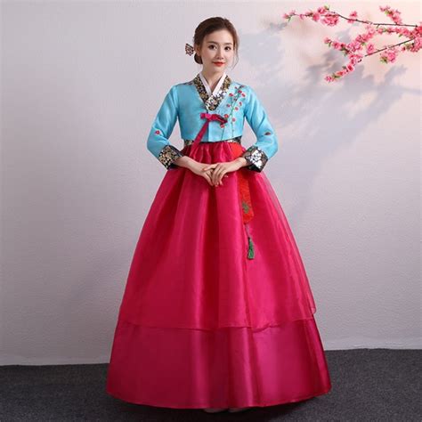 Embroidered Korean Hanbok Dress Women Oriental Traditional Palace Wedding Clothing Ethnic