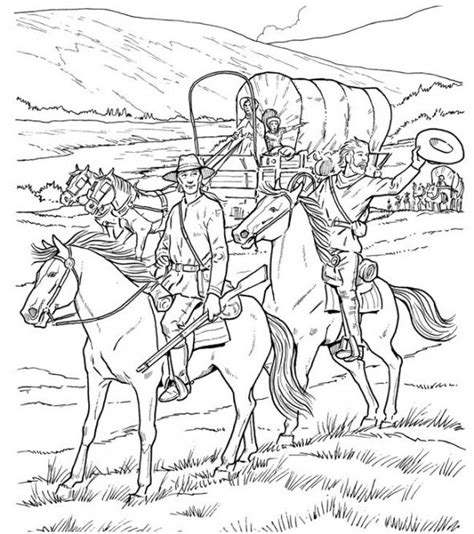 Covered Wagon Coloring Page Sketch Coloring Page