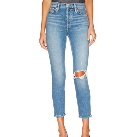 Re Done 90s High Rise Ankle Crop Jeans In Worn Brook Blue Grailed