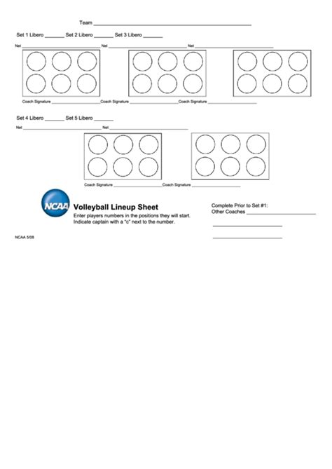 Volleyball Line Up Sheet Template