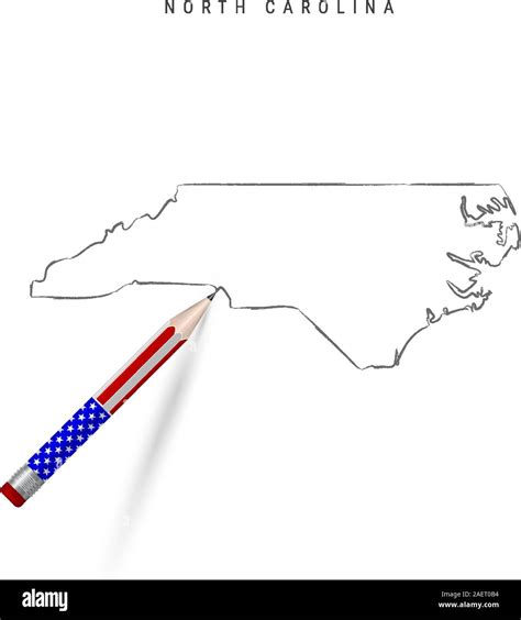 North Carolina State Vektorkarte Bleistift Skizze North Carolina