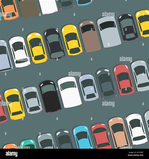Full Parking Lot Vector Parked Cars Vector Illustration Stock Vector