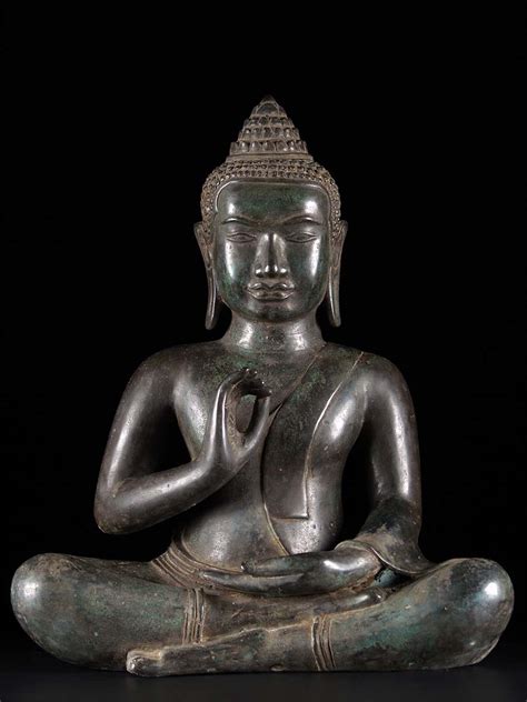Khmer Brass Vitarka Mudra Buddha Statue 1cb2