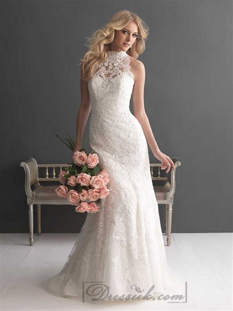 Sheer High Neckline Lace Sheath Wedding Dresses 2197465 Weddbook