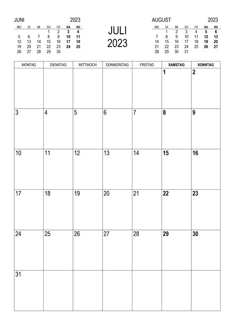 Kalender Juli 2023 Kalendersu