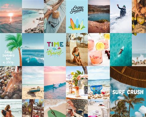 Surfer Crush Summer Aesthetic Wall Collage Kit Blue Beach Etsy In