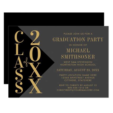 2021 Graduation Black Gray Modern Editable Color Invitation Zazzle