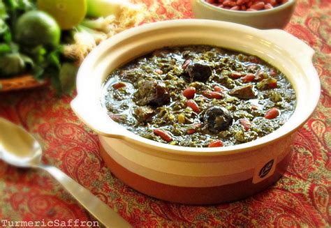 It's traditionally served atop white rice (polow). Turmeric & Saffron: Ghormeh Sabzi - Persian Herb Stew