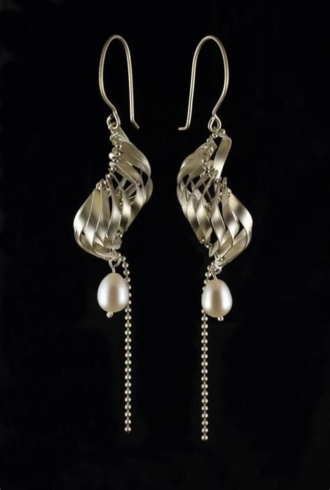 Scalloped Earrings Silver And Freshwater Pearls By Rebecca Little