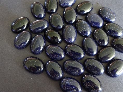 18x13mm Blue Goldstone Cabochon Synthetic Oval Gemstone Cabochon Blue