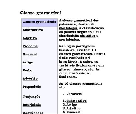 Quantas Classes Gramaticais Existem Na Lingua Portuguesa Várias Classes