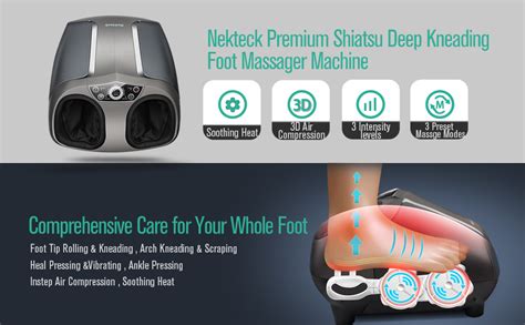 Nekteck Shiatsu Foot Massager Machine With Heat Air Compression Deep Rolling Kneading Therapy