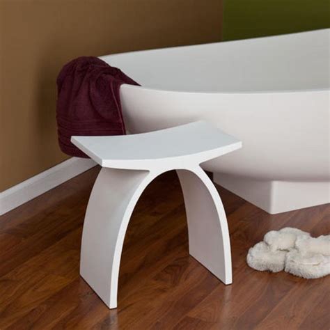 Dahlia Resin Bath Stool White Matte Finish Bathroom Shower Stool