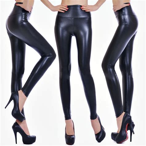 Free Shipping Wholesale Flared Leather Pants Pu Leather Leggings Sexy Women Shiny Faux Leather