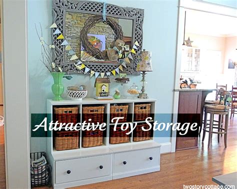 You can store toys in smaller plastic bins, as well as blankets for the family room. Erin from Two Story Cottage | Organizing Made Fun: Erin ...