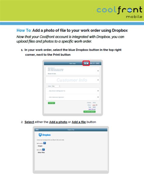 Coolfront And Dropbox Integration Guide Fieldedge Pdf Download