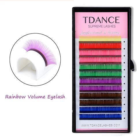 tdance 7 colors rainbow volume eyelash extension color thickness 0 07 soft cilios light natural
