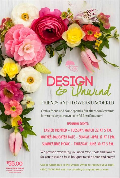 Design And Unwind Floral Class Event Template Floral Design Classes