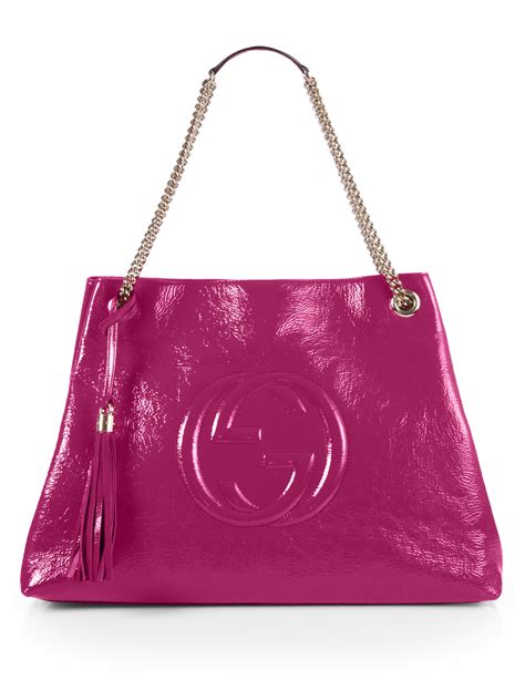 Gucci Soho Patent Leather Shoulder Bag In Pink Bright Pink Lyst