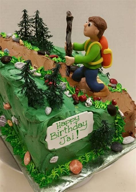 Shaped Hiking Trail Cake Iced In Buttercream A Sculpted Fondant