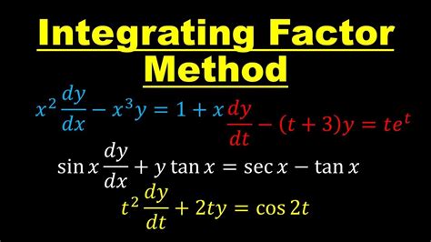 Lecture 6 Integrating Factor Method Differential Equations Youtube