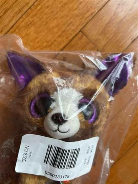 New Ty Beanie Boo Dexter Brown Chihuahua Dog Purple Sparkle Eyes 6 Inch