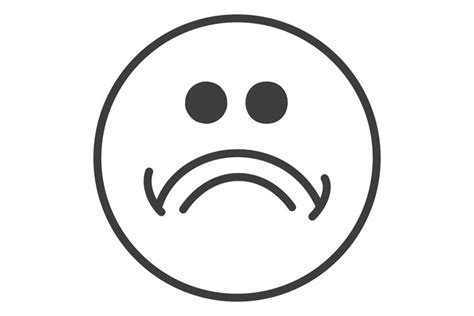 Sad Face Expression Thin Line Round Emoticon