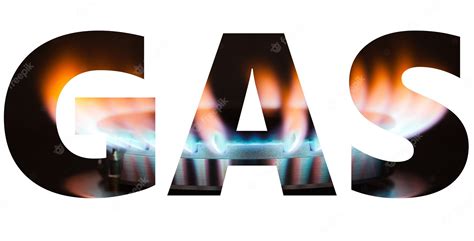 Premium Photo Gas Word With Burner Flame Background Isolated On White