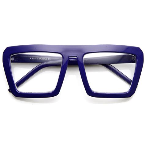 Retro Flat Top Block Aviator Clear Lens Glasses 8065 Mirrored Lenses Sunglasses Clear Glasses