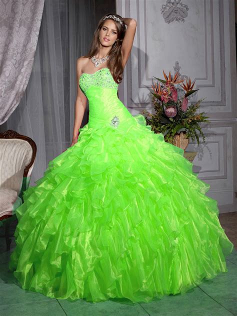 Lime Green Ballgown Prom Dresses Ball Gown Sweetheart Neck Floor
