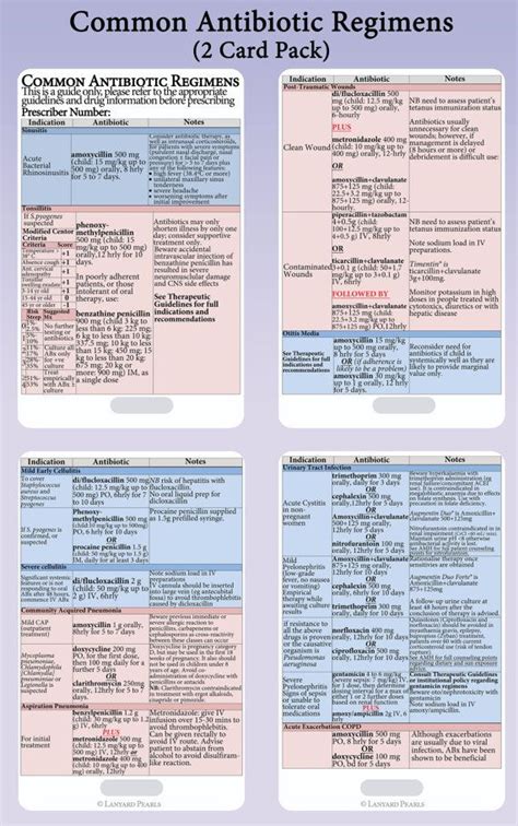 Medical Nursing Reference Cards Antibiotic Guidelines Nurse