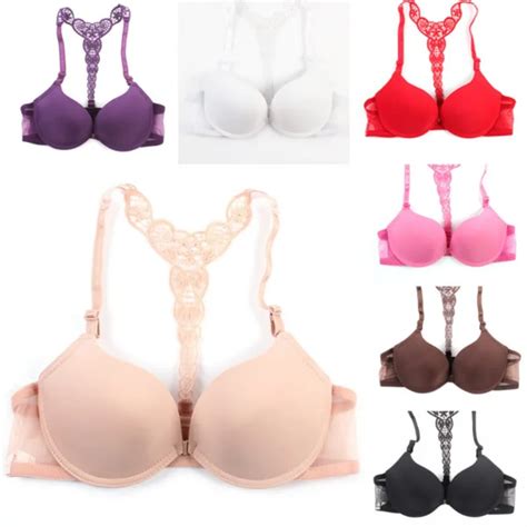 Weixinbuy Sexy Front Closure Smooth Bras Charming Lace Racer Back