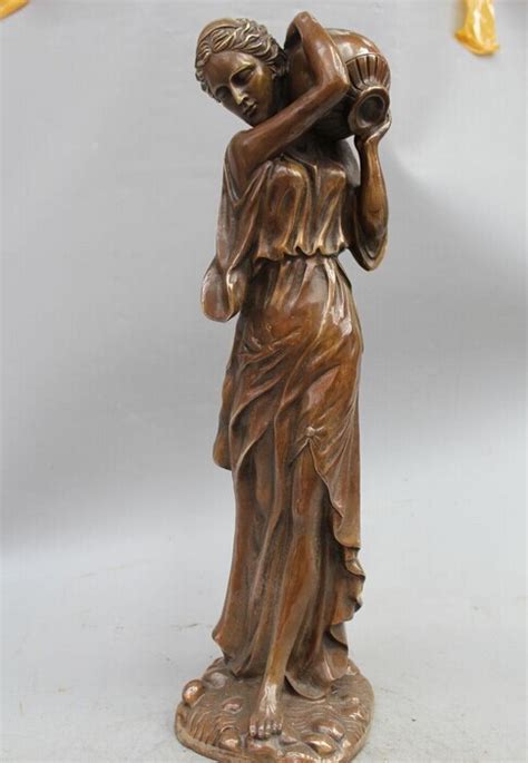 20 Chinese Western Copper Art Stand Sexy Nude Woman Lady Belle Hold