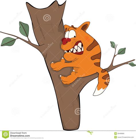 Cat On A Tree Cartoon Royalty Free Stock Photo Image 29498985