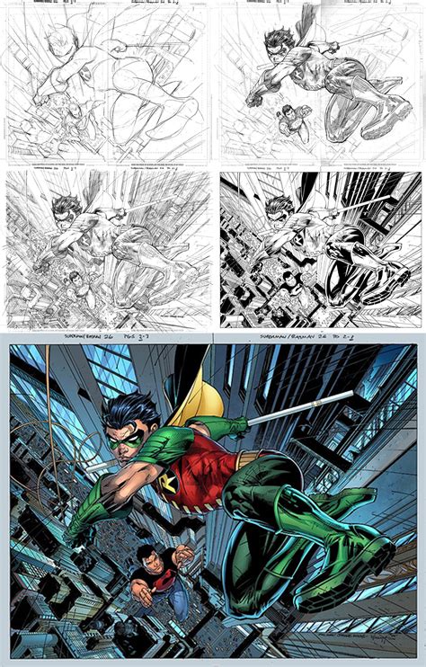 Supermanbatman 26 Splash Page Process Jim Lee Scott Williams And