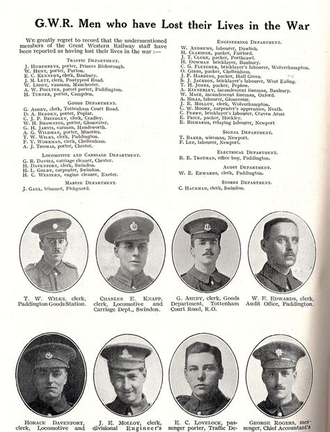 1918 Gwr First World War Casualties Source Scan Of The G Flickr