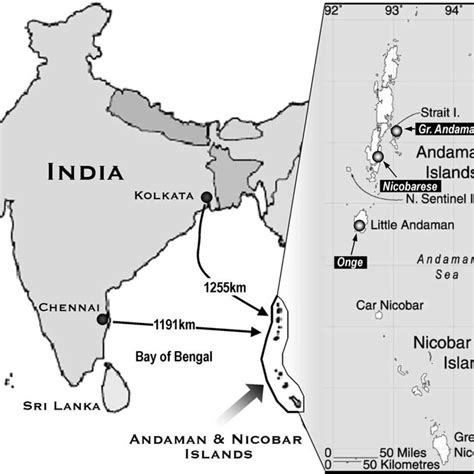 Map Of Andaman Nicobar Island India Showing Sampled Area Shown By