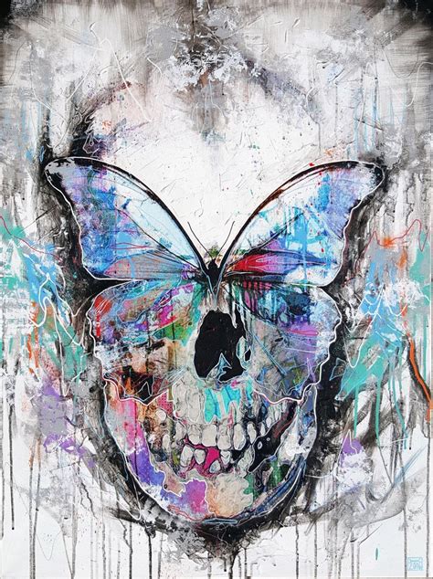 Danny Oconnor Butterfly Skull 21st Century Contemporary Painting