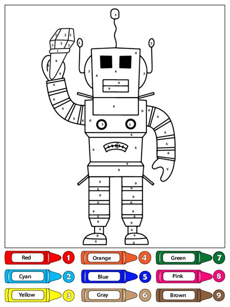 Robot Roblox Color By Number Coloring Page Free Printable Coloring