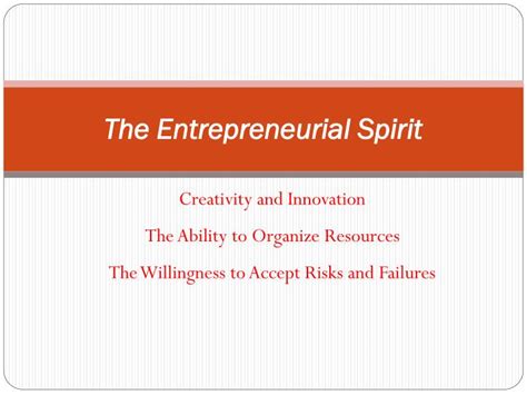 Ppt The Entrepreneurial Spirit Powerpoint Presentation Free Download