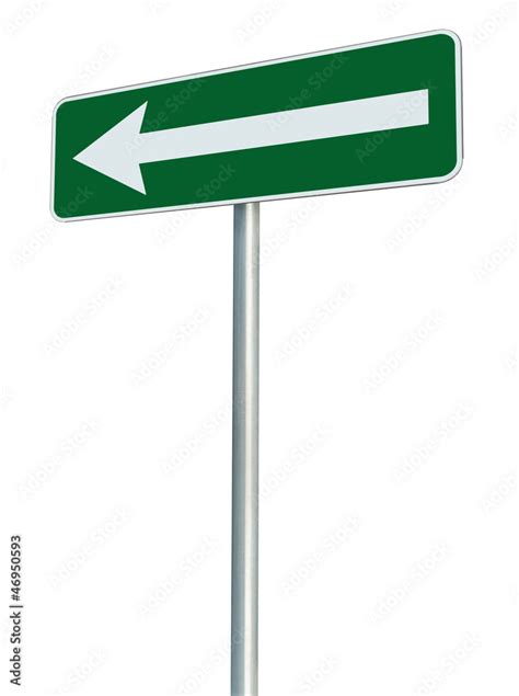 Left Traffic Route Only Direction Sign Turn Pointer Green Stock Photo