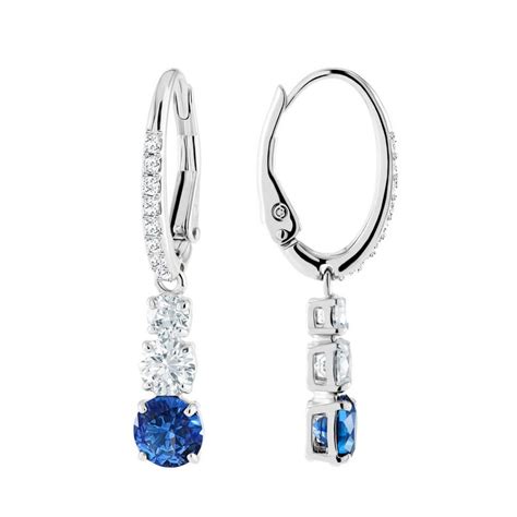 Swarovski Attract Trilogy Earrings 5416154 Blue Rhodium Plating