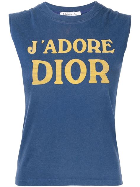 pre owned dior j adore sleeveless t shirt in 蓝色 modesens sleeveless tshirt fashion design