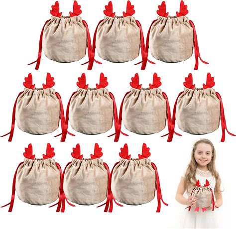 Baise 10 Pieces Christmas Velvet Drawstring Bag Cute