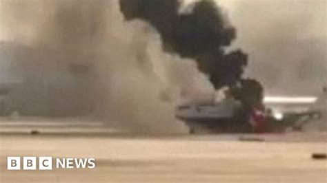 British Airways Flight Catches Fire At Las Vegas Airport Bbc News