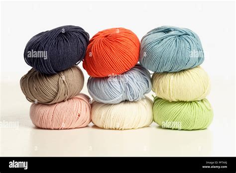 Stacks Of Coloured Wool Stock Photo Alamy