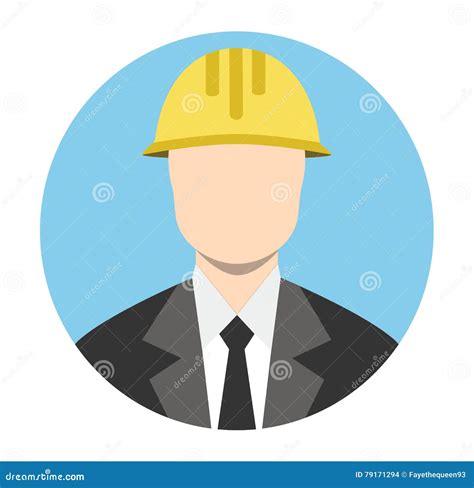 Engineer Architect Business Man Circle Icon Flat Stock Vector