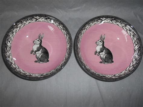 4 Royal Stafford Pink Bunny Rabbit Soup Bowls Carly Dodsley England