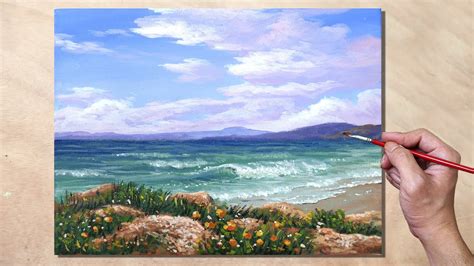Acrylic Painting Morning Seascape Youtube